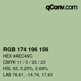 颜色代码: RGB 174 196 156 | qconv.com