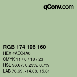 Color code: RGB 174 196 160 | qconv.com