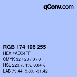 Color code: RGB 174 196 255 | qconv.com