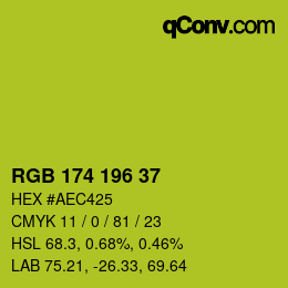 Color code: RGB 174 196 37 | qconv.com
