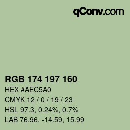 Color code: RGB 174 197 160 | qconv.com