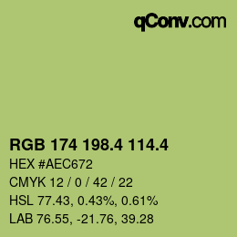 カラーコード: RGB 174 198.4 114.4 | qconv.com
