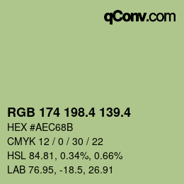 カラーコード: RGB 174 198.4 139.4 | qconv.com