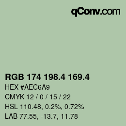 カラーコード: RGB 174 198.4 169.4 | qconv.com