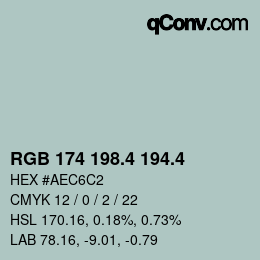 カラーコード: RGB 174 198.4 194.4 | qconv.com