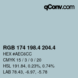 カラーコード: RGB 174 198.4 204.4 | qconv.com