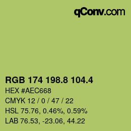 カラーコード: RGB 174 198.8 104.4 | qconv.com