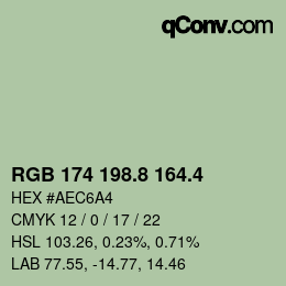 カラーコード: RGB 174 198.8 164.4 | qconv.com