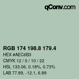 カラーコード: RGB 174 198.8 179.4 | qconv.com
