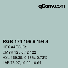 カラーコード: RGB 174 198.8 194.4 | qconv.com