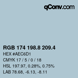 カラーコード: RGB 174 198.8 209.4 | qconv.com