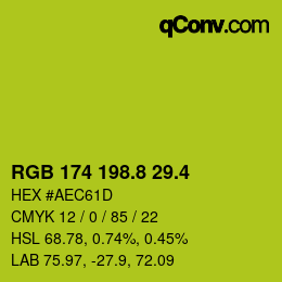 カラーコード: RGB 174 198.8 29.4 | qconv.com