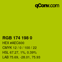 Color code: RGB 174 198 0 | qconv.com