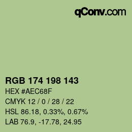 Código de color: RGB 174 198 143 | qconv.com