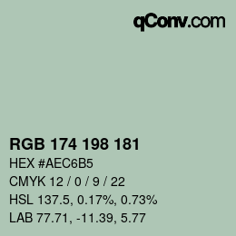 カラーコード: RGB 174 198 181 | qconv.com