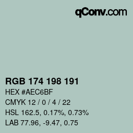 Color code: RGB 174 198 191 | qconv.com
