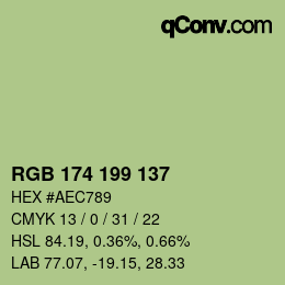 Color code: RGB 174 199 137 | qconv.com