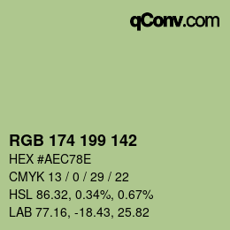 Color code: RGB 174 199 142 | qconv.com