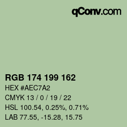 Color code: RGB 174 199 162 | qconv.com