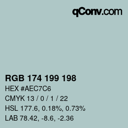 カラーコード: RGB 174 199 198 | qconv.com