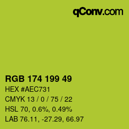 Color code: RGB 174 199 49 | qconv.com