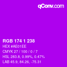 Color code: RGB 174 1 238 | qconv.com