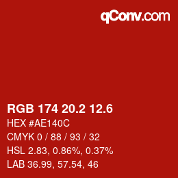 カラーコード: RGB 174 20.2 12.6 | qconv.com