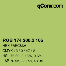 カラーコード: RGB 174 200.2 106 | qconv.com