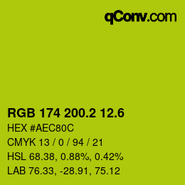 カラーコード: RGB 174 200.2 12.6 | qconv.com