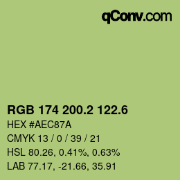 カラーコード: RGB 174 200.2 122.6 | qconv.com