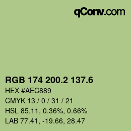 カラーコード: RGB 174 200.2 137.6 | qconv.com