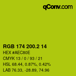 カラーコード: RGB 174 200.2 14 | qconv.com