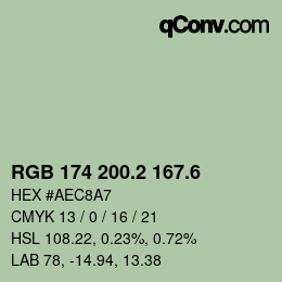 カラーコード: RGB 174 200.2 167.6 | qconv.com
