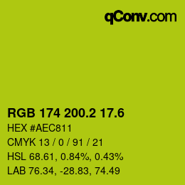 カラーコード: RGB 174 200.2 17.6 | qconv.com