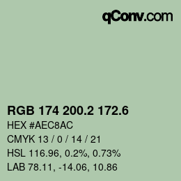 カラーコード: RGB 174 200.2 172.6 | qconv.com