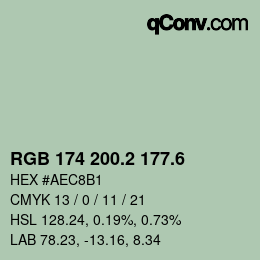 カラーコード: RGB 174 200.2 177.6 | qconv.com