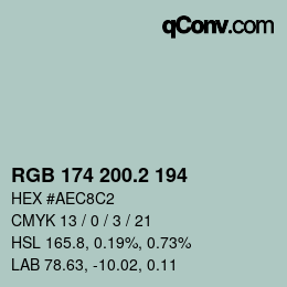 カラーコード: RGB 174 200.2 194 | qconv.com