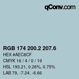 カラーコード: RGB 174 200.2 207.6 | qconv.com