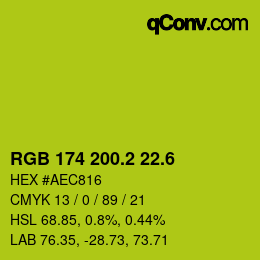 カラーコード: RGB 174 200.2 22.6 | qconv.com