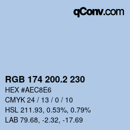 カラーコード: RGB 174 200.2 230 | qconv.com