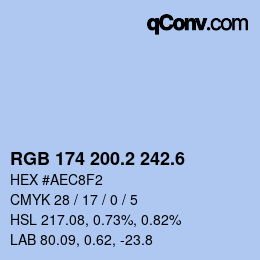 カラーコード: RGB 174 200.2 242.6 | qconv.com