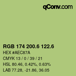 カラーコード: RGB 174 200.6 122.6 | qconv.com