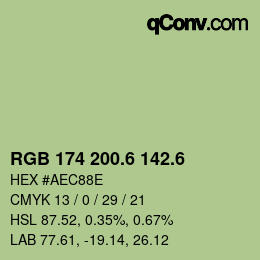カラーコード: RGB 174 200.6 142.6 | qconv.com