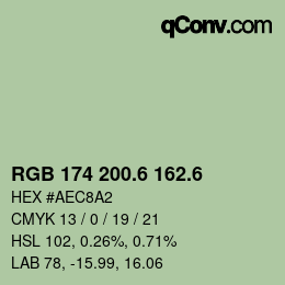 カラーコード: RGB 174 200.6 162.6 | qconv.com