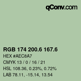 カラーコード: RGB 174 200.6 167.6 | qconv.com