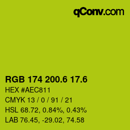 カラーコード: RGB 174 200.6 17.6 | qconv.com