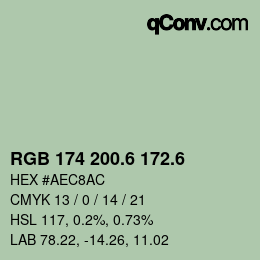 カラーコード: RGB 174 200.6 172.6 | qconv.com