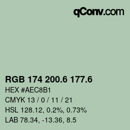 カラーコード: RGB 174 200.6 177.6 | qconv.com