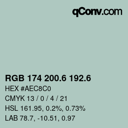 カラーコード: RGB 174 200.6 192.6 | qconv.com