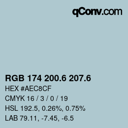 カラーコード: RGB 174 200.6 207.6 | qconv.com